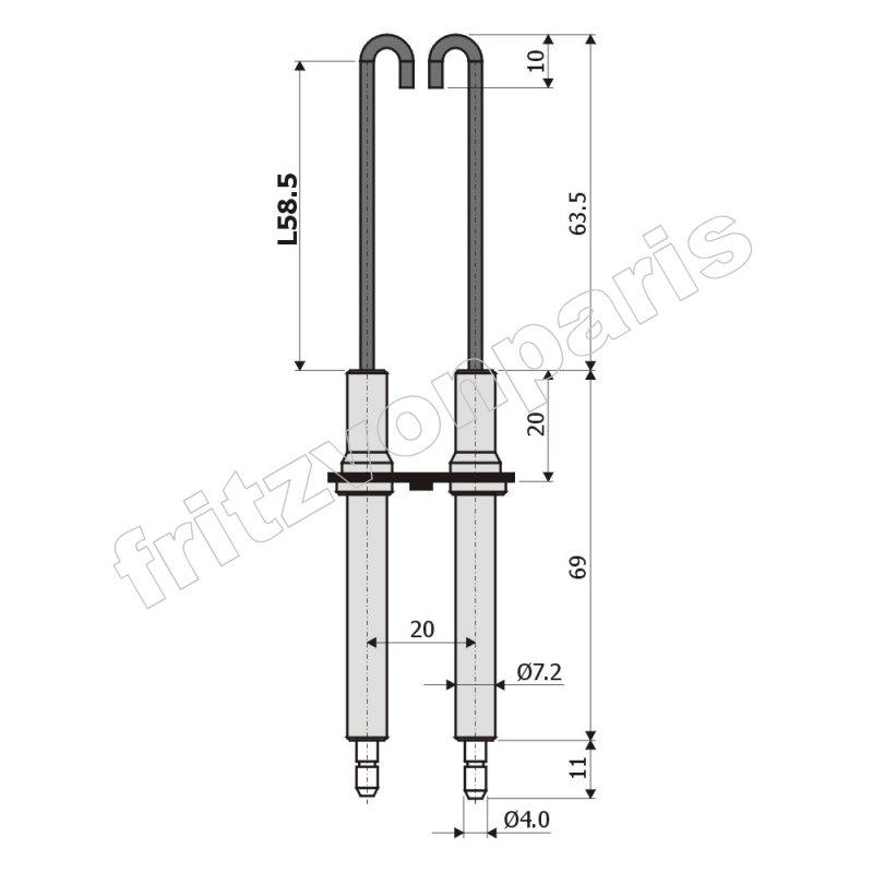 BUDERUS 63018297 Zündelektrode BE/BE-A Typ4 L58,5