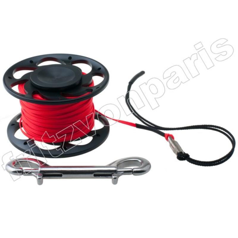 RiFF Reel 30m Alu schwarz / Flachschnur rot